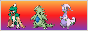 An 88x31 button. A decidueye, tyranitar and goodra can be seen in front of an orange to purple gradient from top to down.